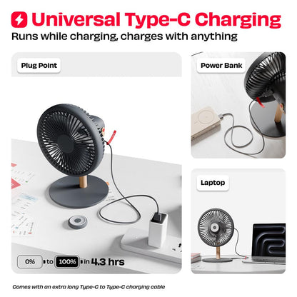 All-day Wireless Rechargeable Table Fan with Mood Light and Magnetic Remote | LĪT [v3]