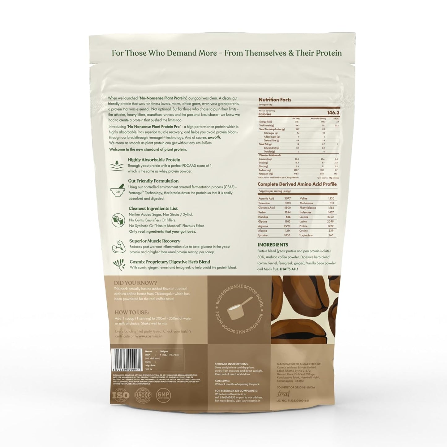 No-Nonsense Plant Protein PRO - MALNAD ARABICA COFFEE - 1000g