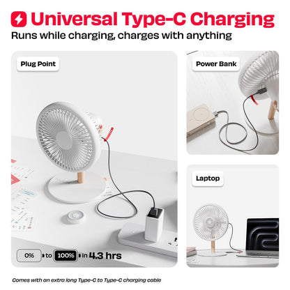 All-day Wireless Rechargeable Table Fan with Mood Light and Magnetic Remote | LĪT [v3]