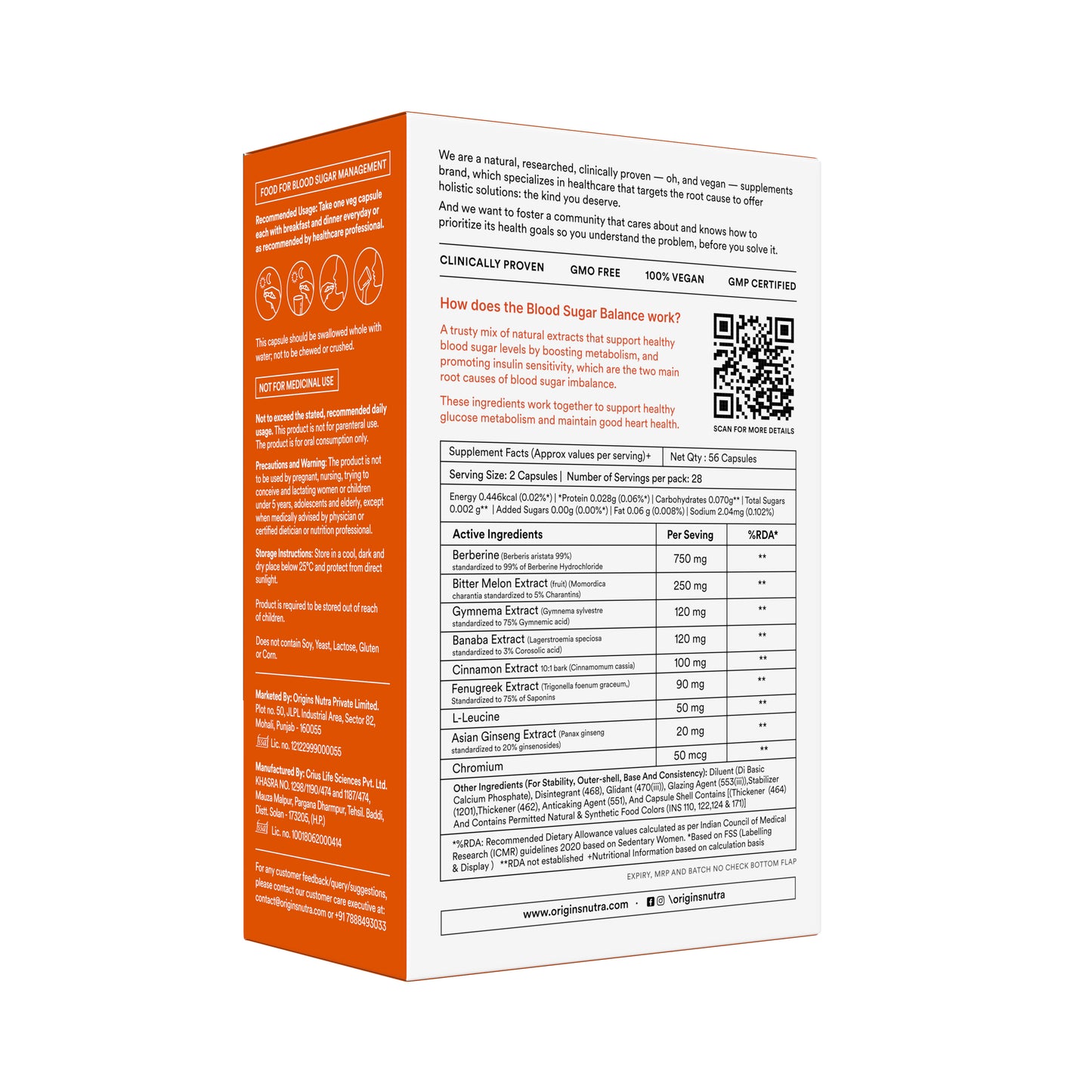 Origins Nutra Blood Sugar Balance Capsules | Helps in Blood Sugar Level Balance, Aids in Insulin Sensitivity | Gymnema Extract & L-Leucine |GMP Certified | For Men & Women | 56 Capsules. | Origins Nutra at Broadway