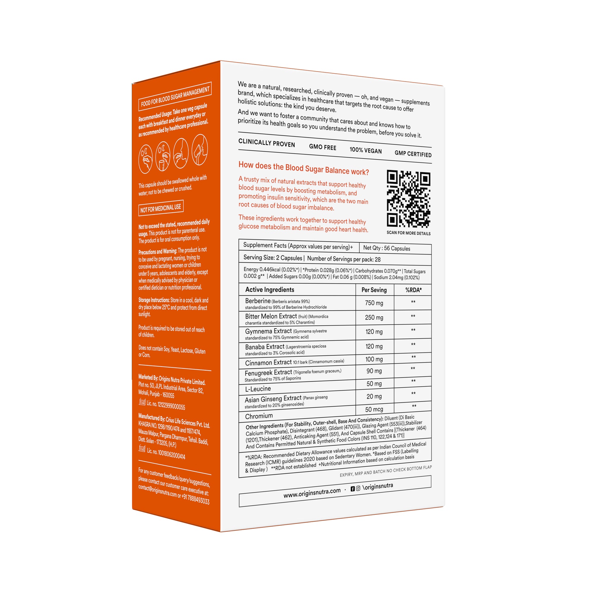 Origins Nutra Blood Sugar Balance Capsules | Helps in Blood Sugar Level Balance, Aids in Insulin Sensitivity | Gymnema Extract & L-Leucine |GMP Certified | For Men & Women | 56 Capsules. | Origins Nutra at Broadway