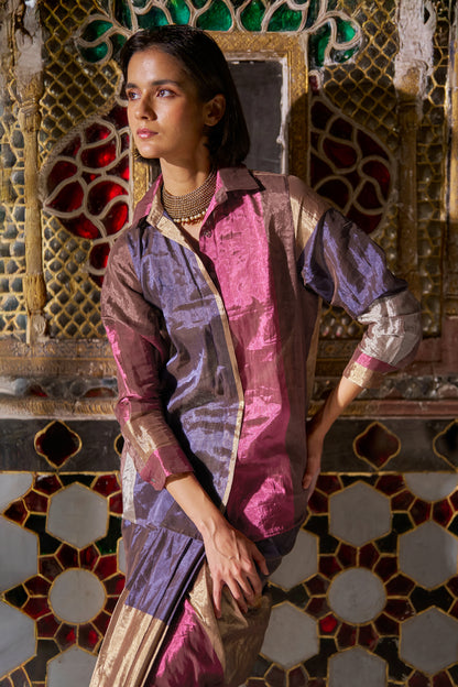 STRIPED BENARES TISSUE SKIRT SET