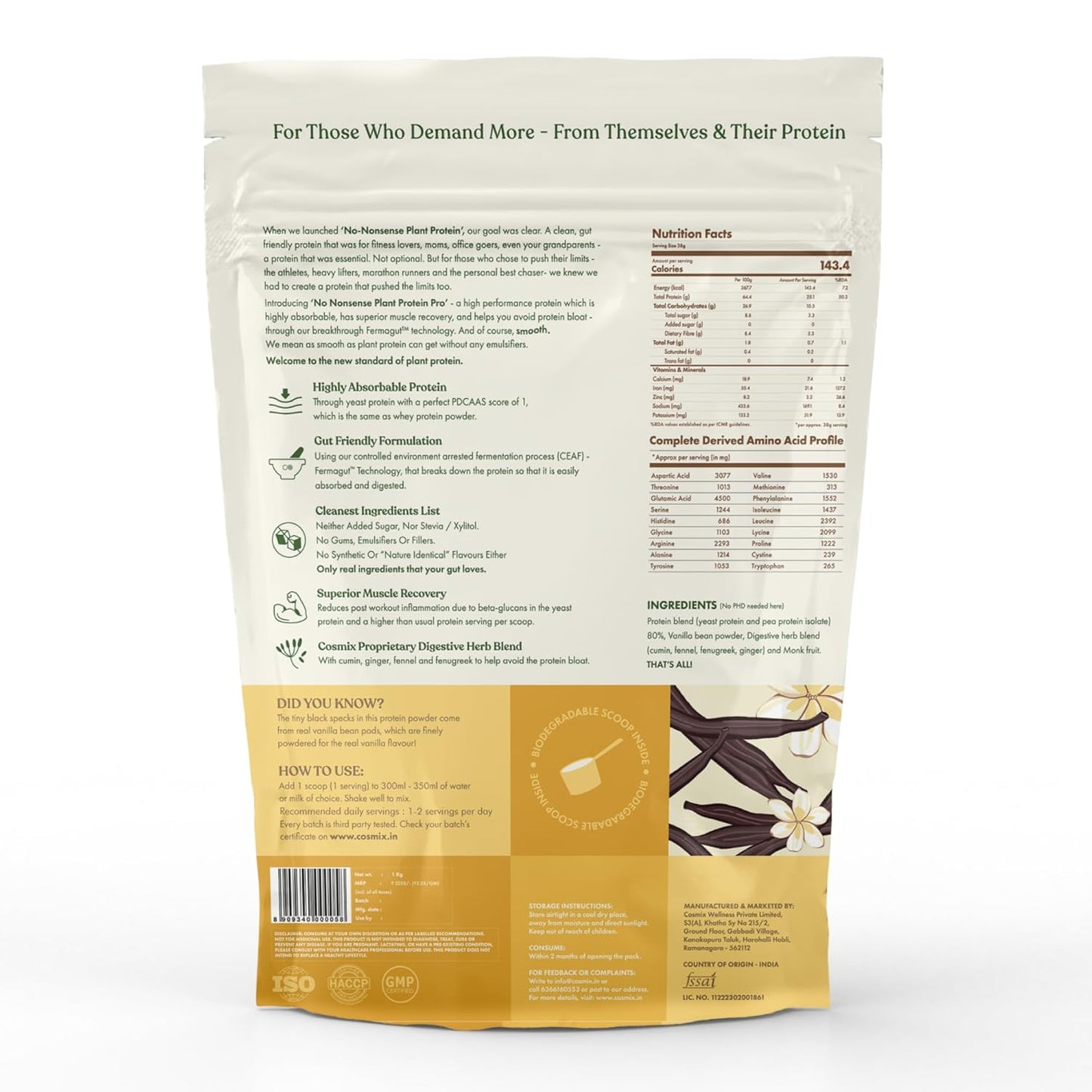 No-Nonsense Plant Protein PRO - KERALA VANILLA BEAN - 1000g