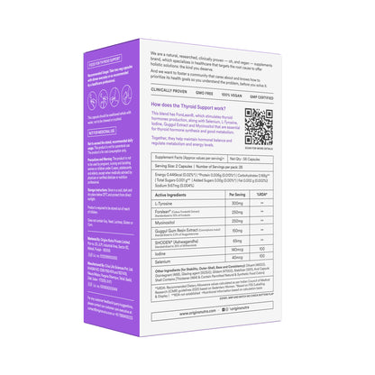 Origins Nutra Thyroid Support | Support Healthy Thyroid Function, Maintain Hormonal Balance | ForsLean, ShodenGMP Certified | For Men & Women | 56 Veg Capsules