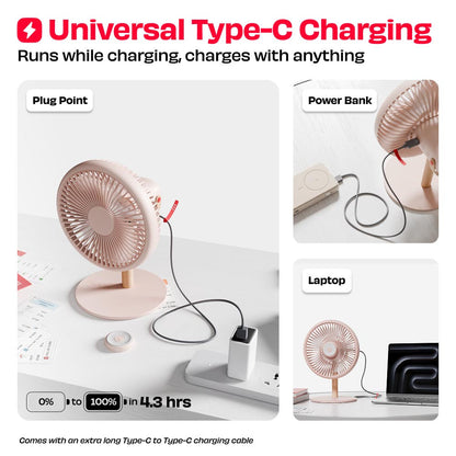 All-day Wireless Rechargeable Table Fan with Mood Light and Magnetic Remote | LĪT [v3]