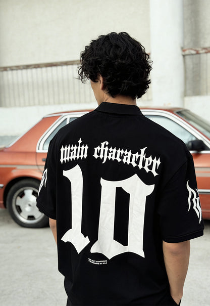 Black-Ten Oversized Polo T-Shirt