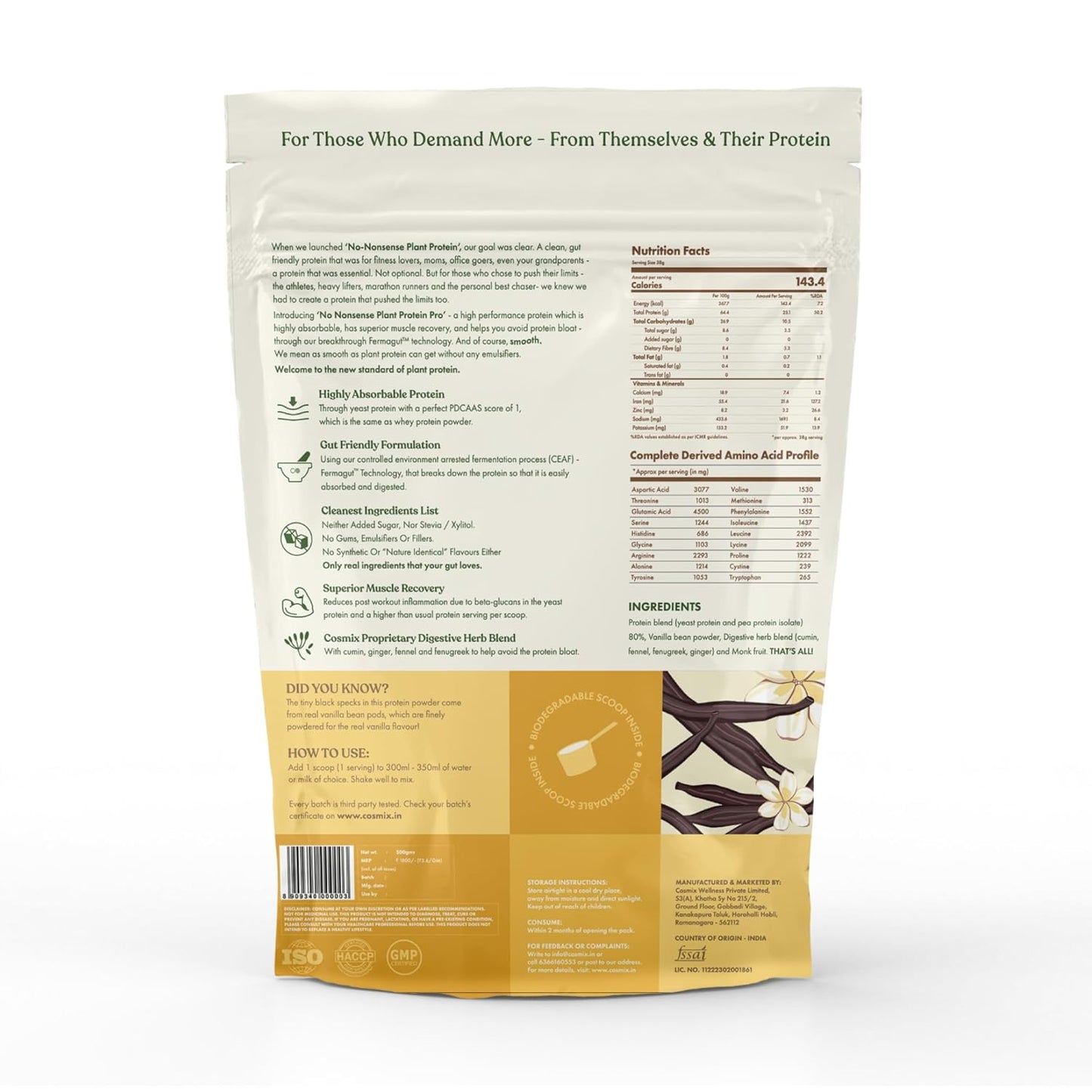 No-Nonsense Plant Protein PRO - KERALA VANILLA BEAN - 500g