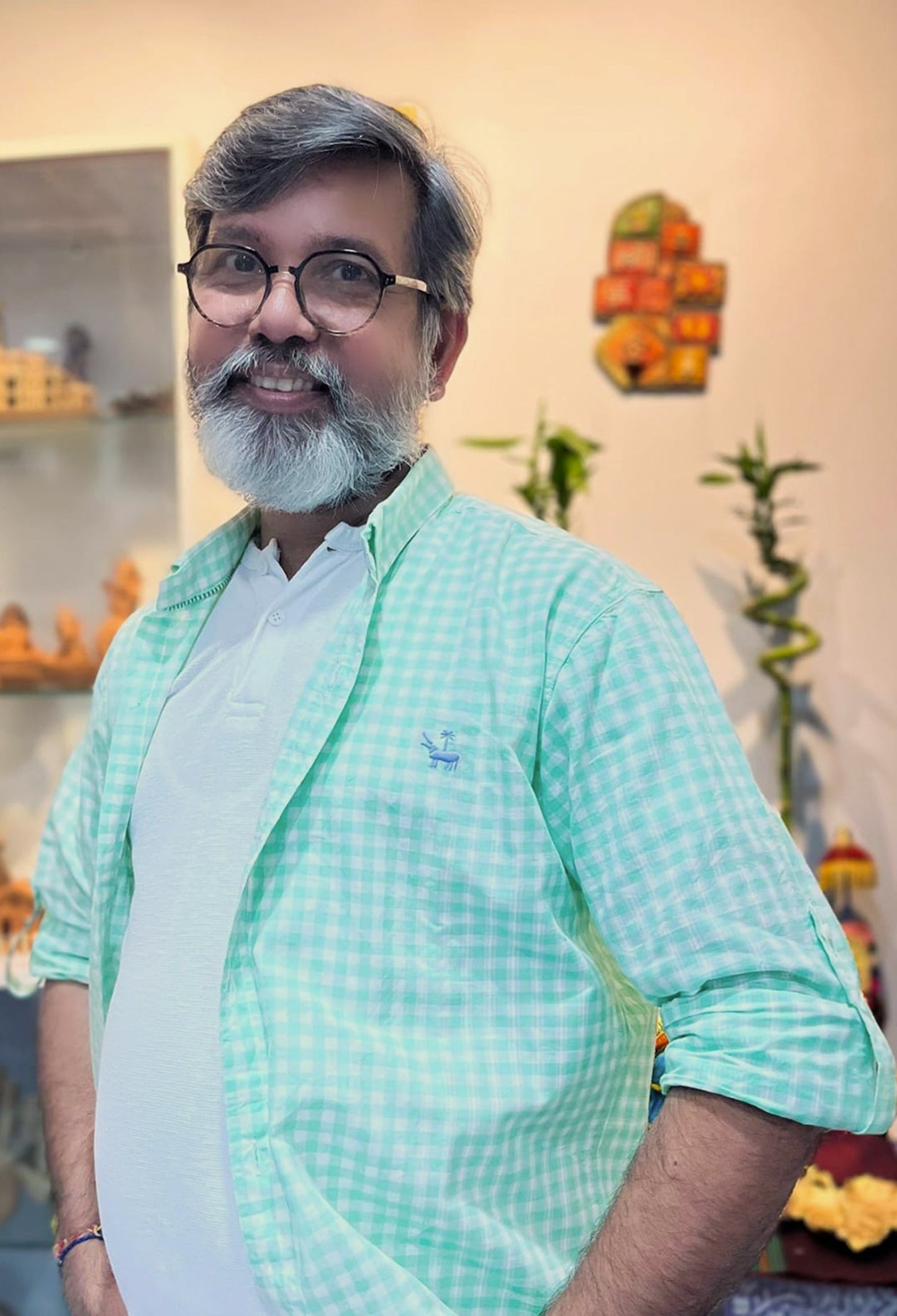 Gingham Cotton Linen Shirt - Mint Green