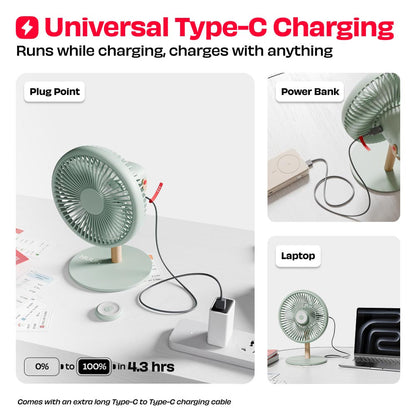 All-day Wireless Rechargeable Table Fan with Mood Light and Magnetic Remote | LĪT [v3]