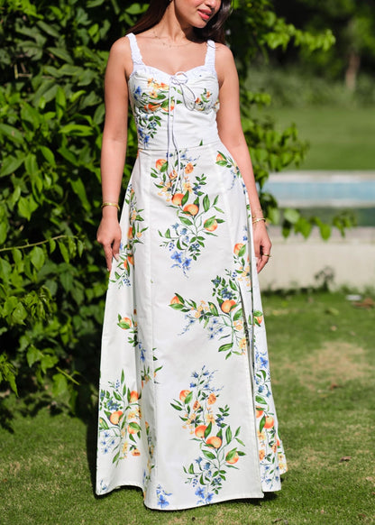 Citrine lace up dress