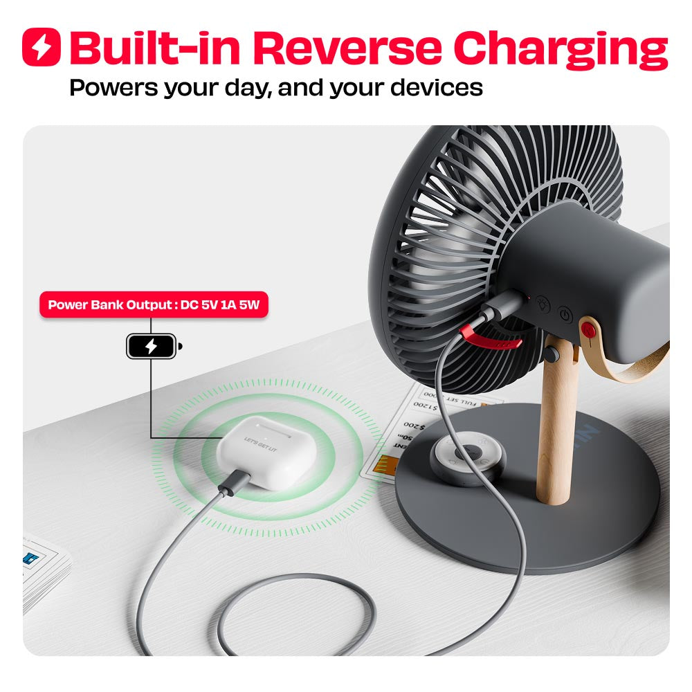 All-day Wireless Rechargeable Table Fan with Mood Light and Magnetic Remote | LĪT [v3]
