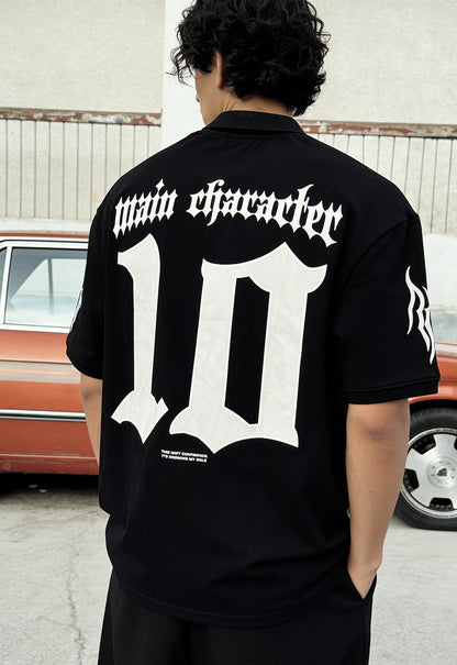 Black-Ten Oversized Polo T-Shirt