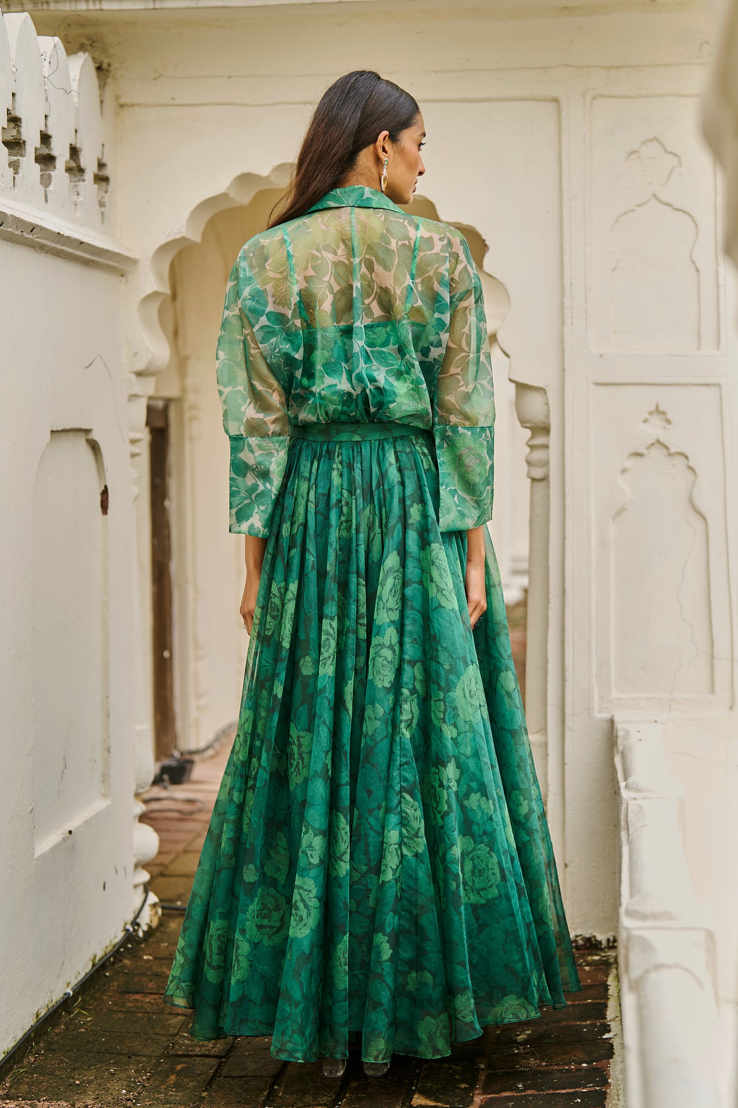 PRINTED ORGANZA MAXI SKIRT