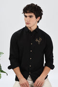 Arctic Reindeer Black Embroidery Shirt | Hamptons at Broadway
