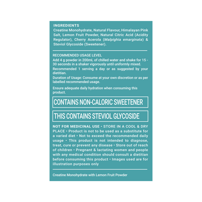 Clean Creatine Monohydrate Powder, Citrus Flavor, 30 Sachets | 3g Creatine per Sachet