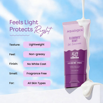 Illuminate+ Dewy Sunscreen In-Vivo Tested SPF 50+ PA++++ with Wild Berries & Alpha Arbutin - 80 g
