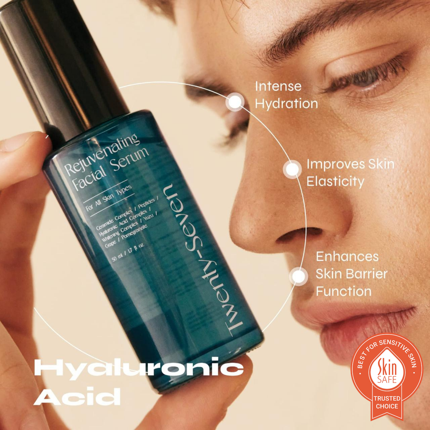 Rejuvenating Facial Serum with Ceramides, Peptides, Hyaluronic Acid Complex - 50ml