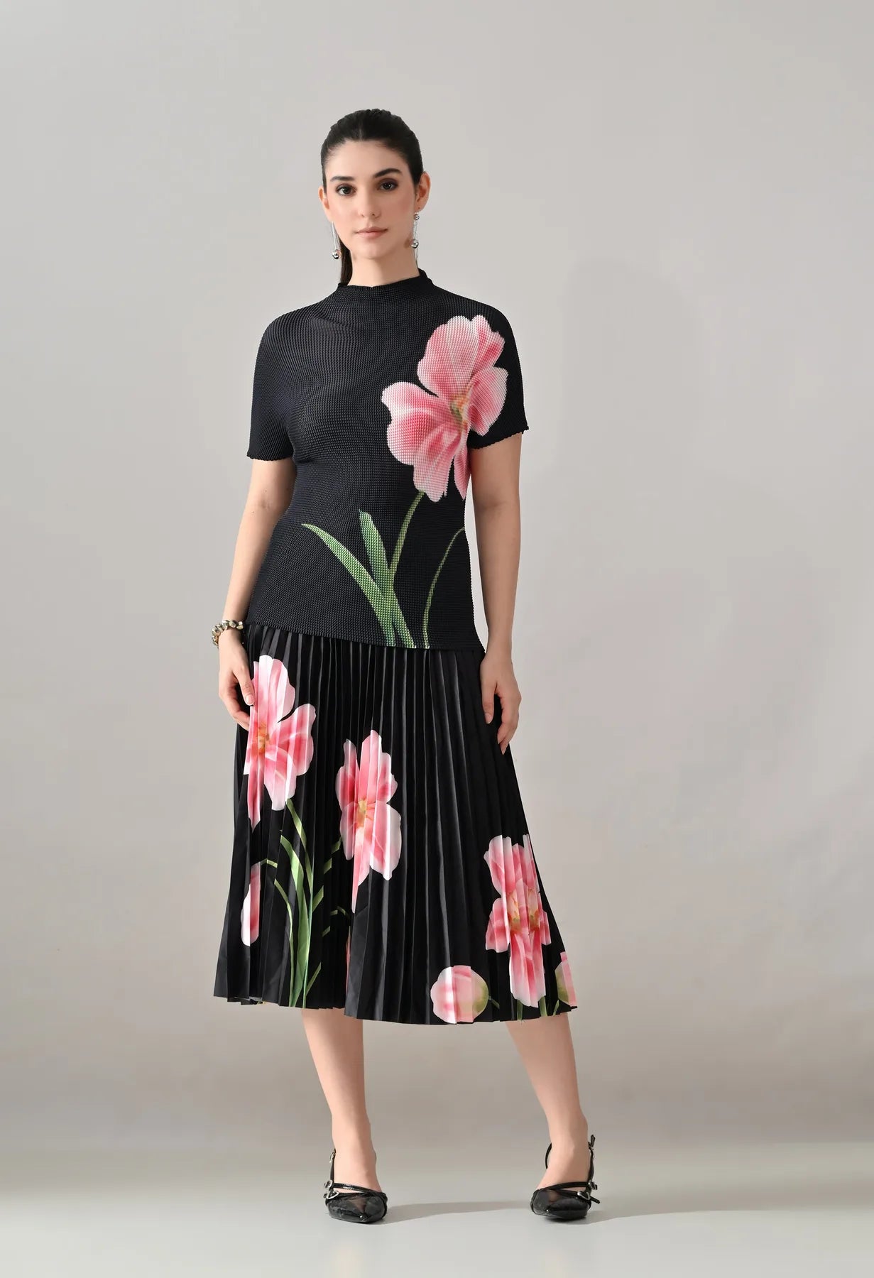 Floral Printed Pleated Two-Piece Set | ANNY at Broadway