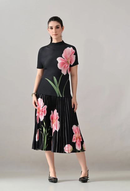 Floral Printed Pleated Two-Piece Set | ANNY at Broadway