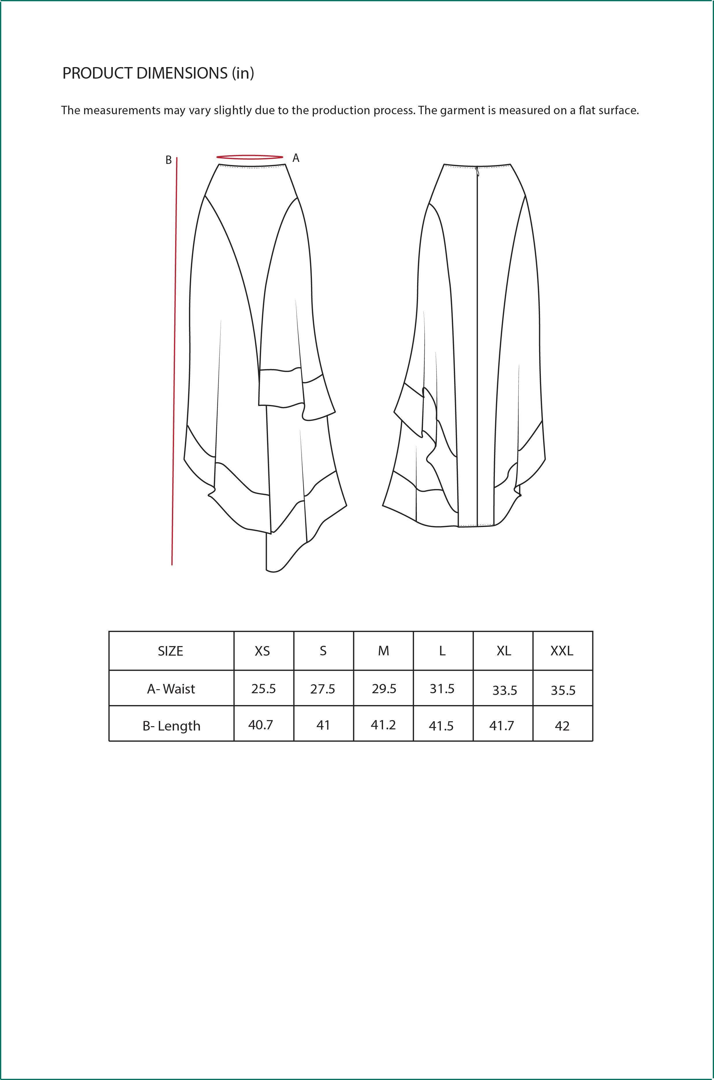 Size Chart for Contemponari-Matilda Skirt-White