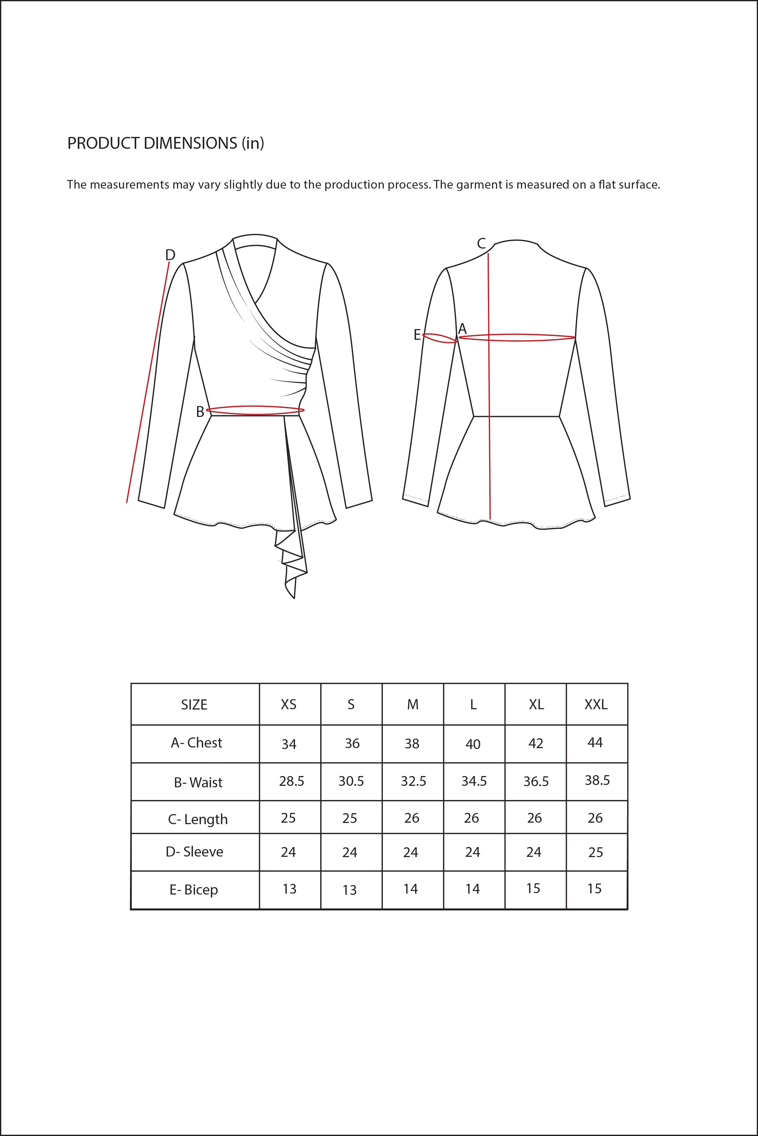 Size Chart for Contemponari-Magnolia Top-Purple