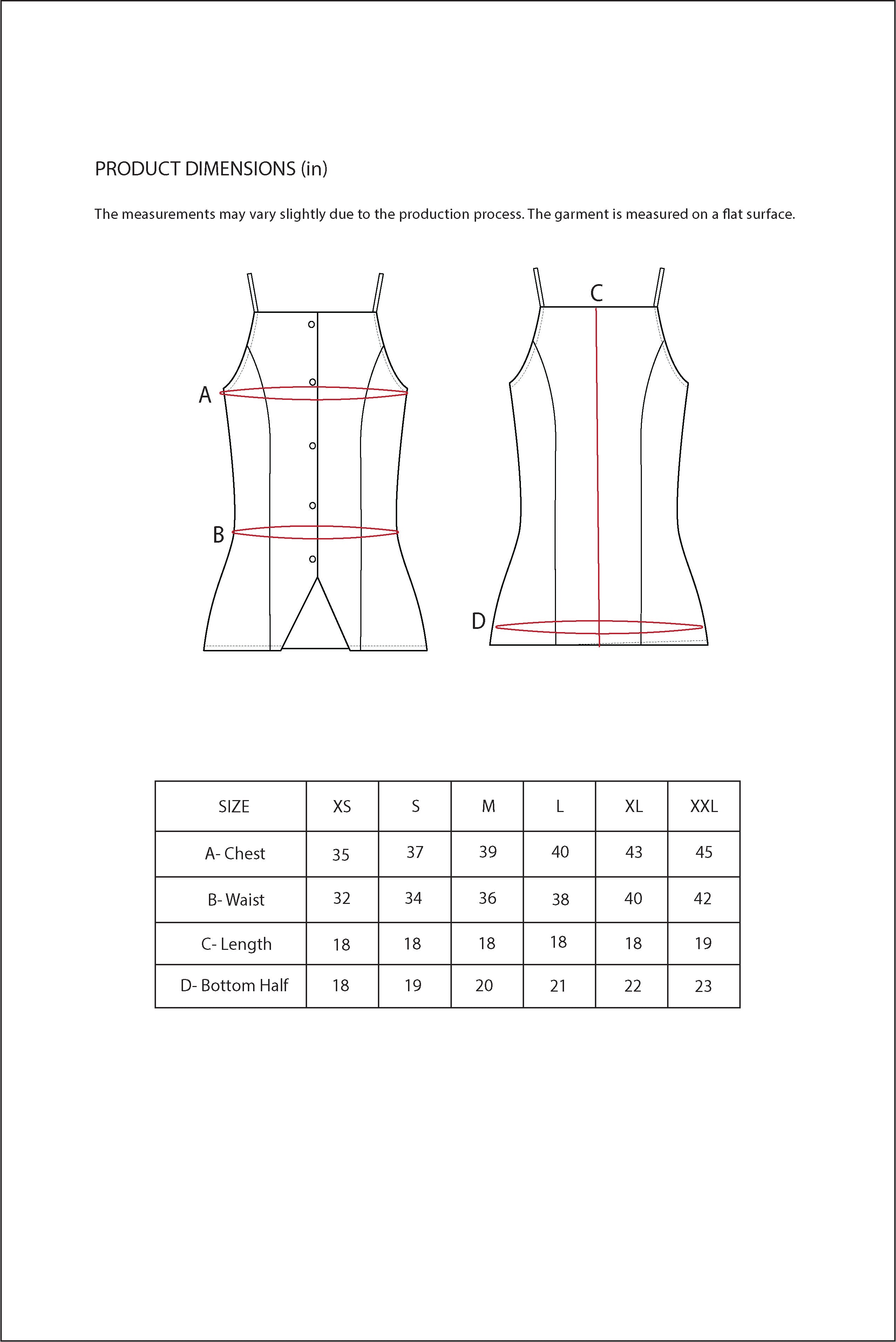 Size Chart for Contemponari-Frosted Vest-Blue