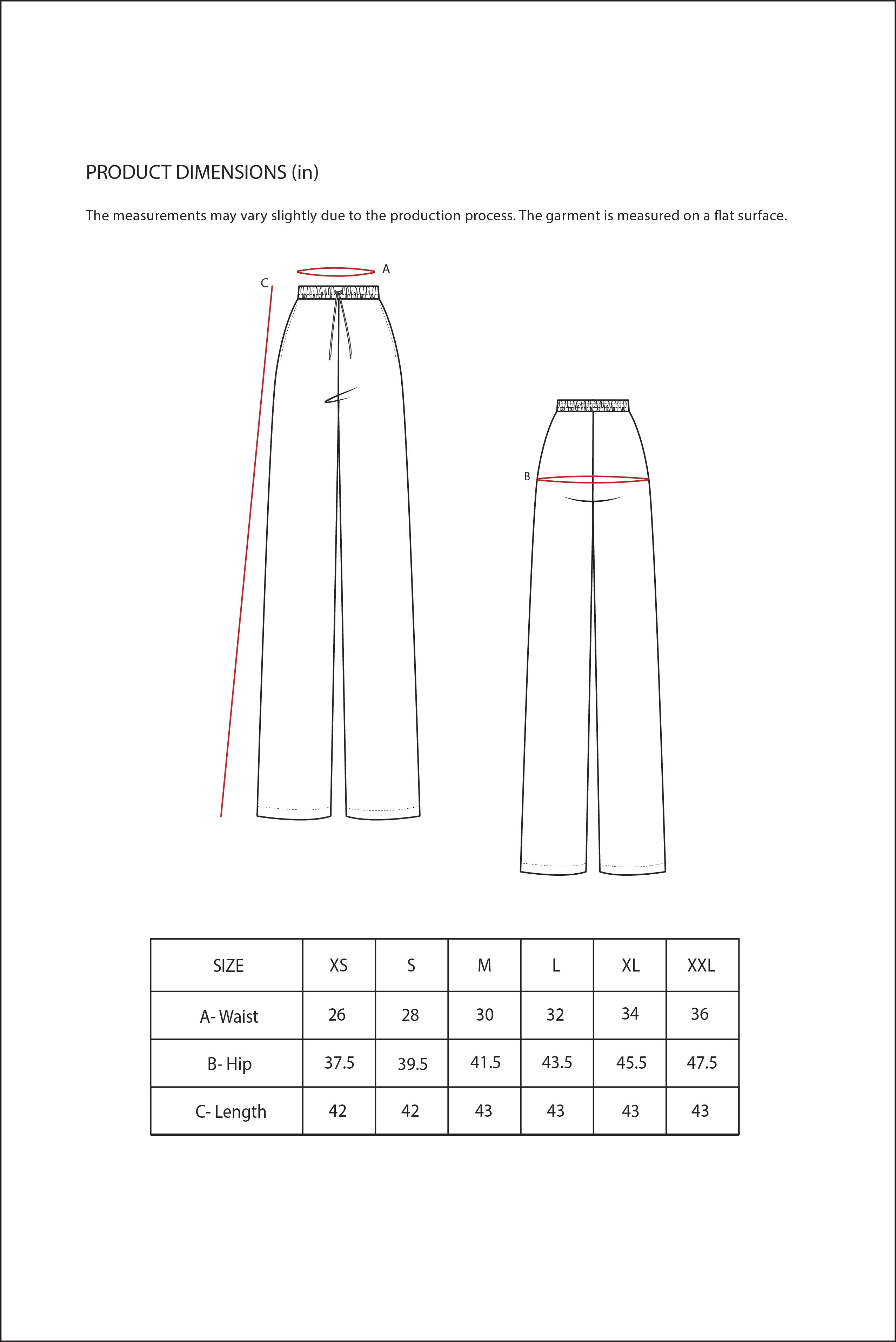 Size Chart for Contemponari-S'mores Pant-Black