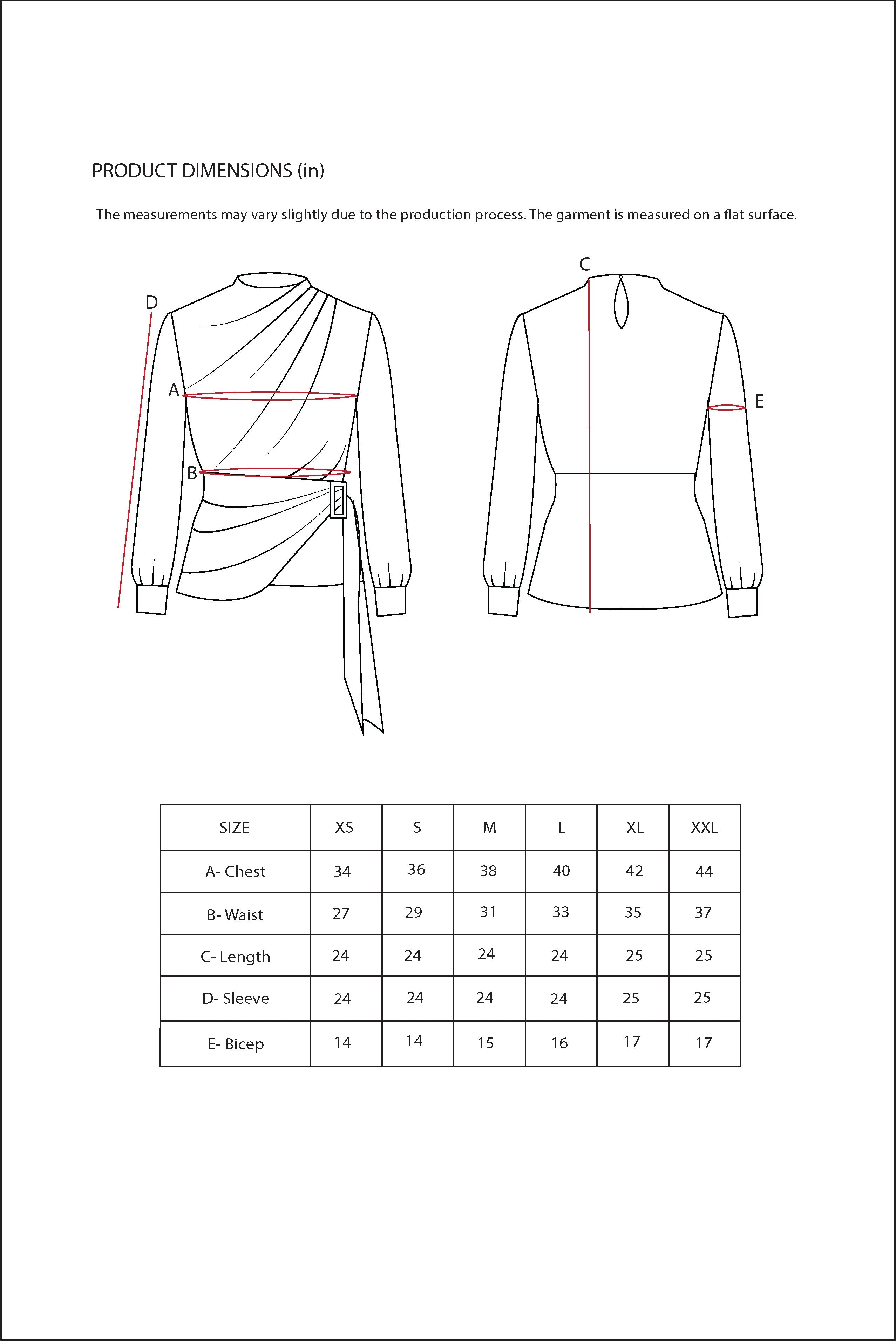 Size Chart for Contemponari-Creme Brulee Top-Purple