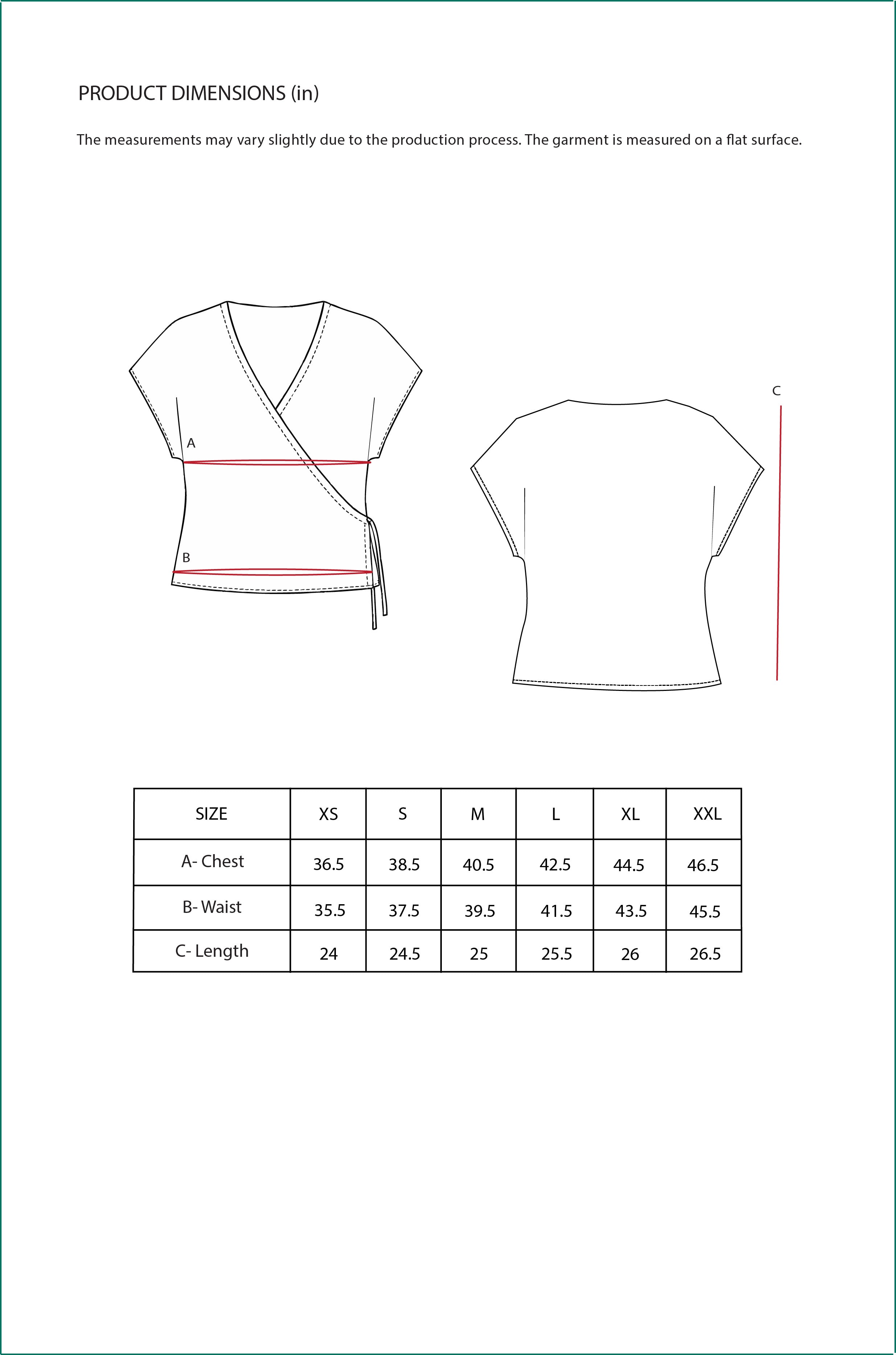 Size Chart for Contemponari-Aetna Top-White
