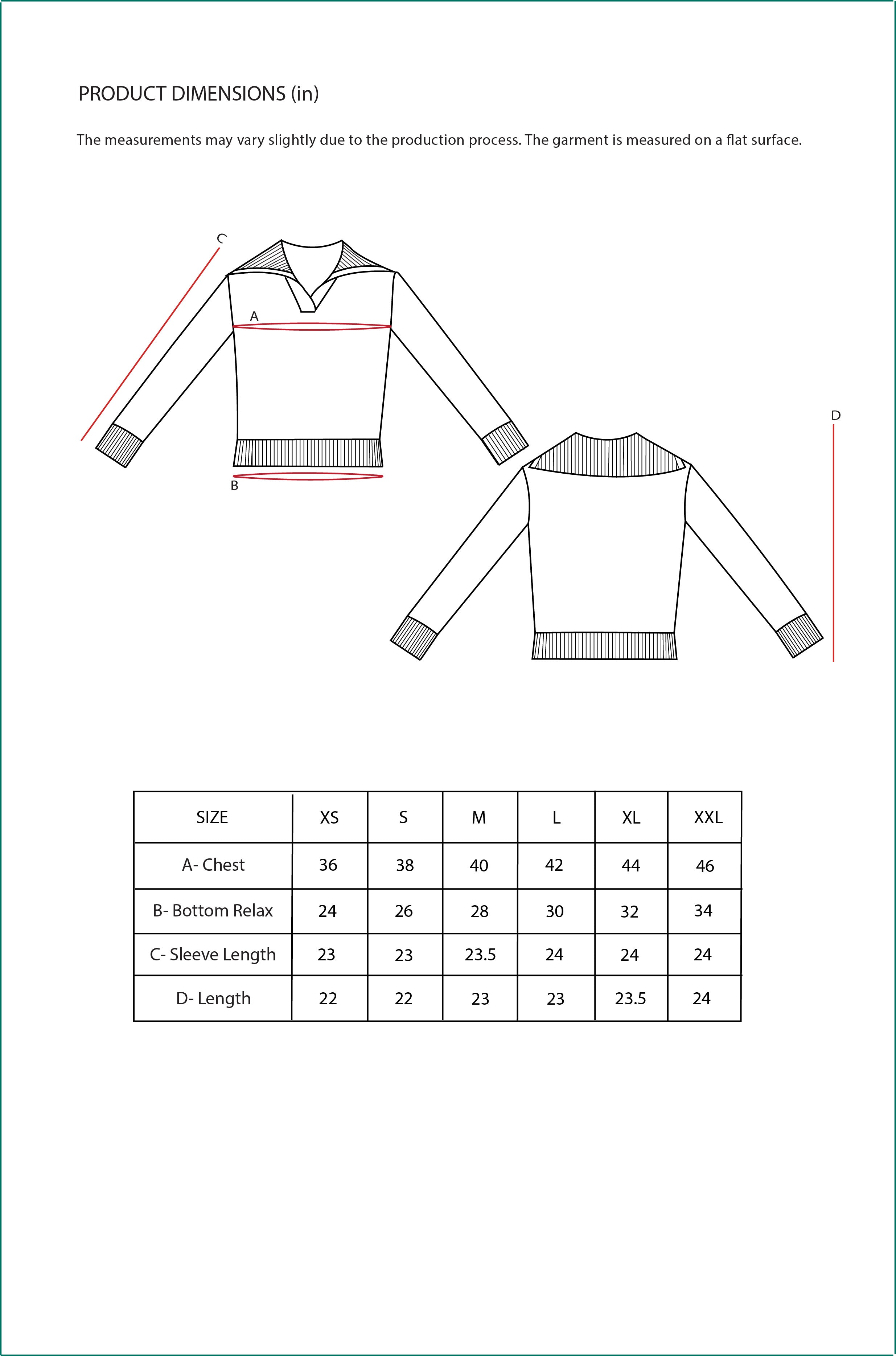 Size Chart for Contemponari-Nestor Top-Wine