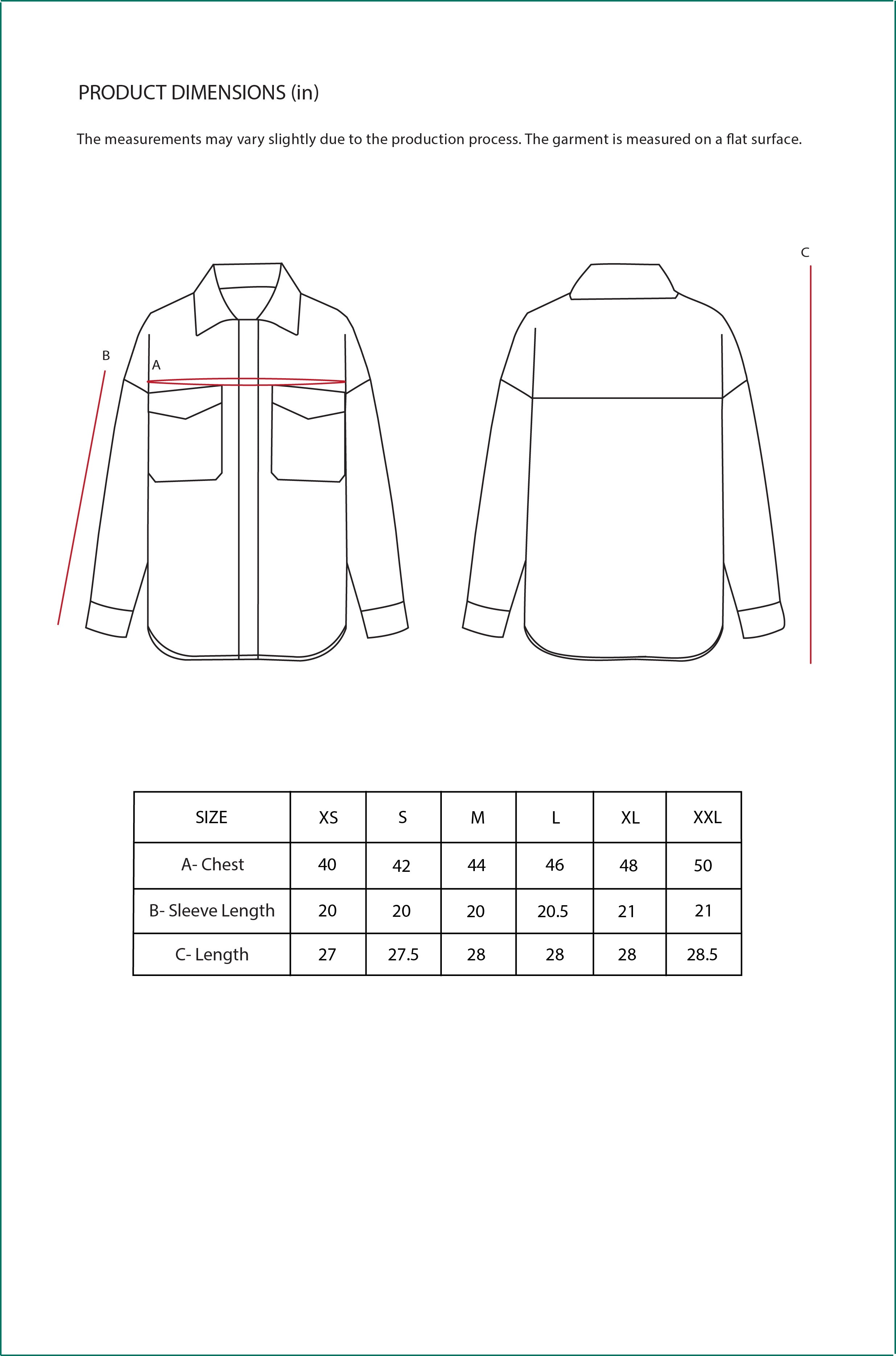 Size Chart for Contemponari-Olympus Shirt-Wine