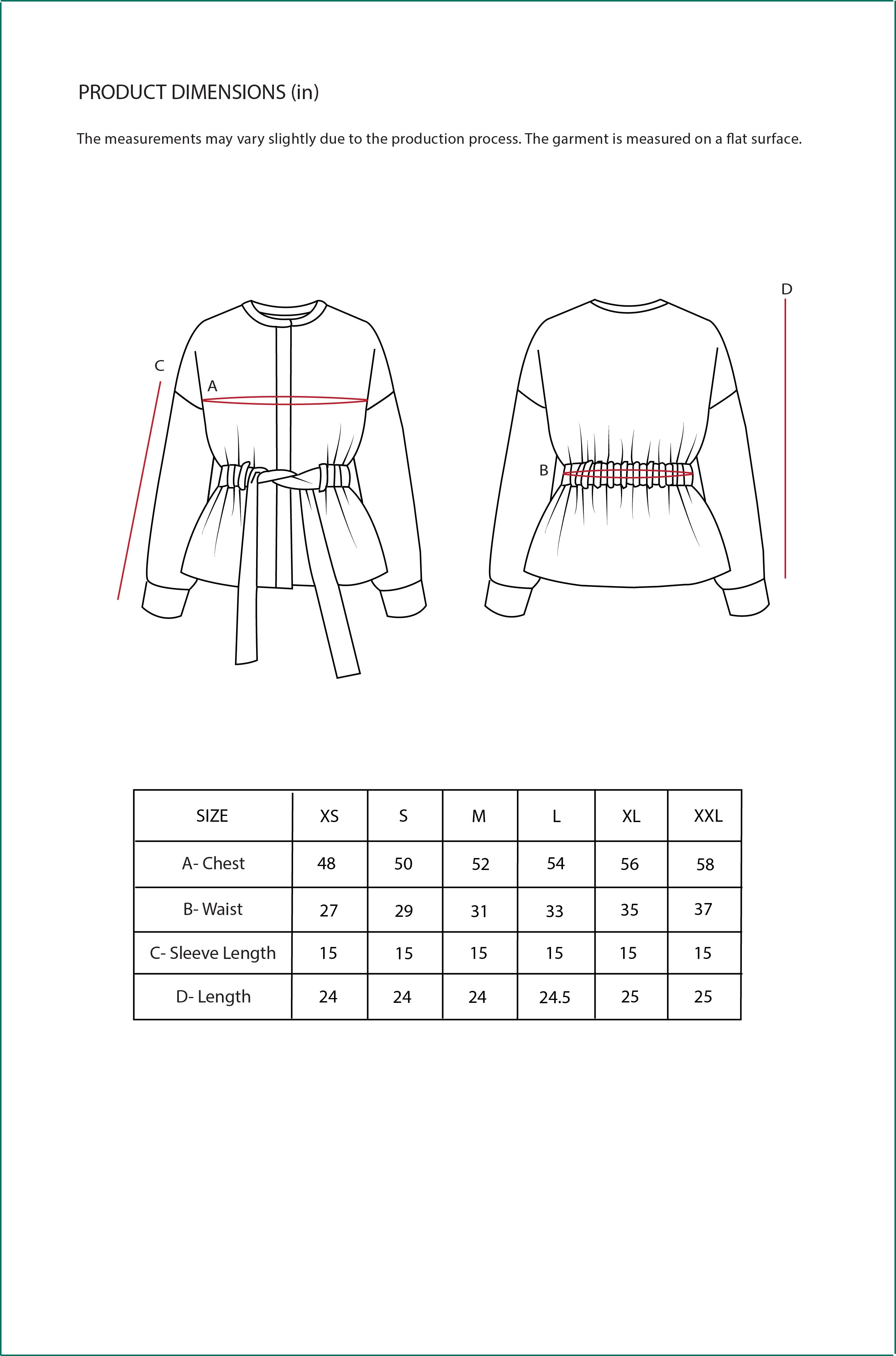 Size Chart for Contemponari-Zeus Jacket-Cream