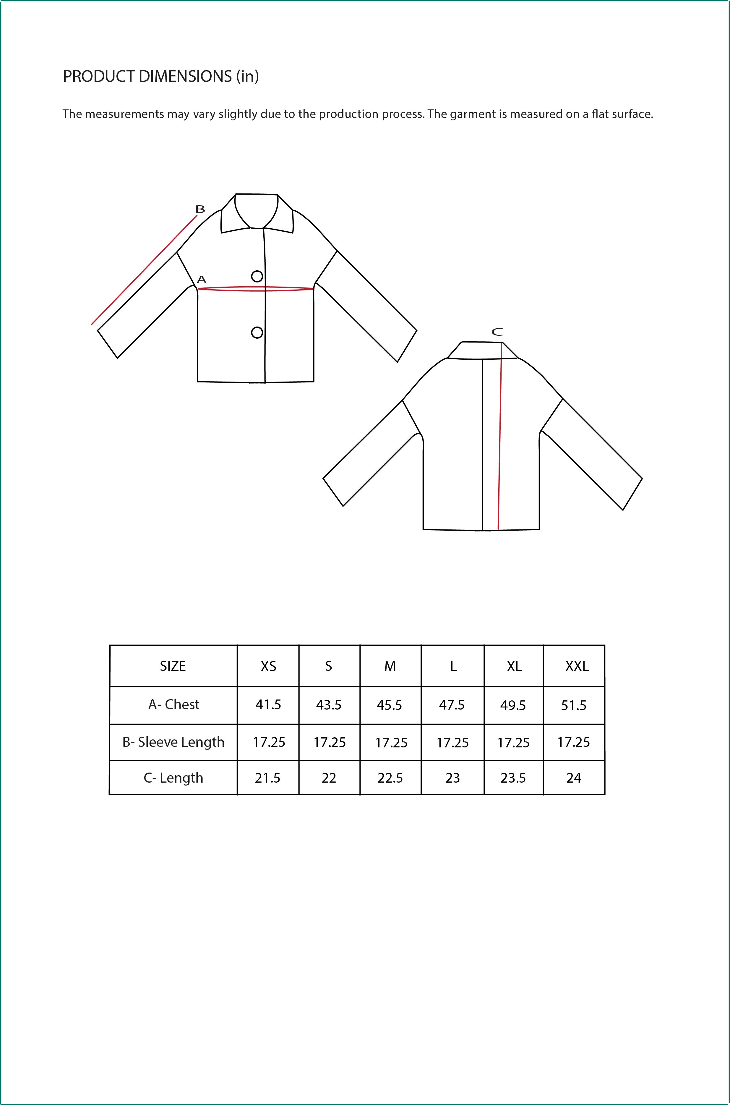 Size Chart for Contemponari-Xenia Jacket-Blue