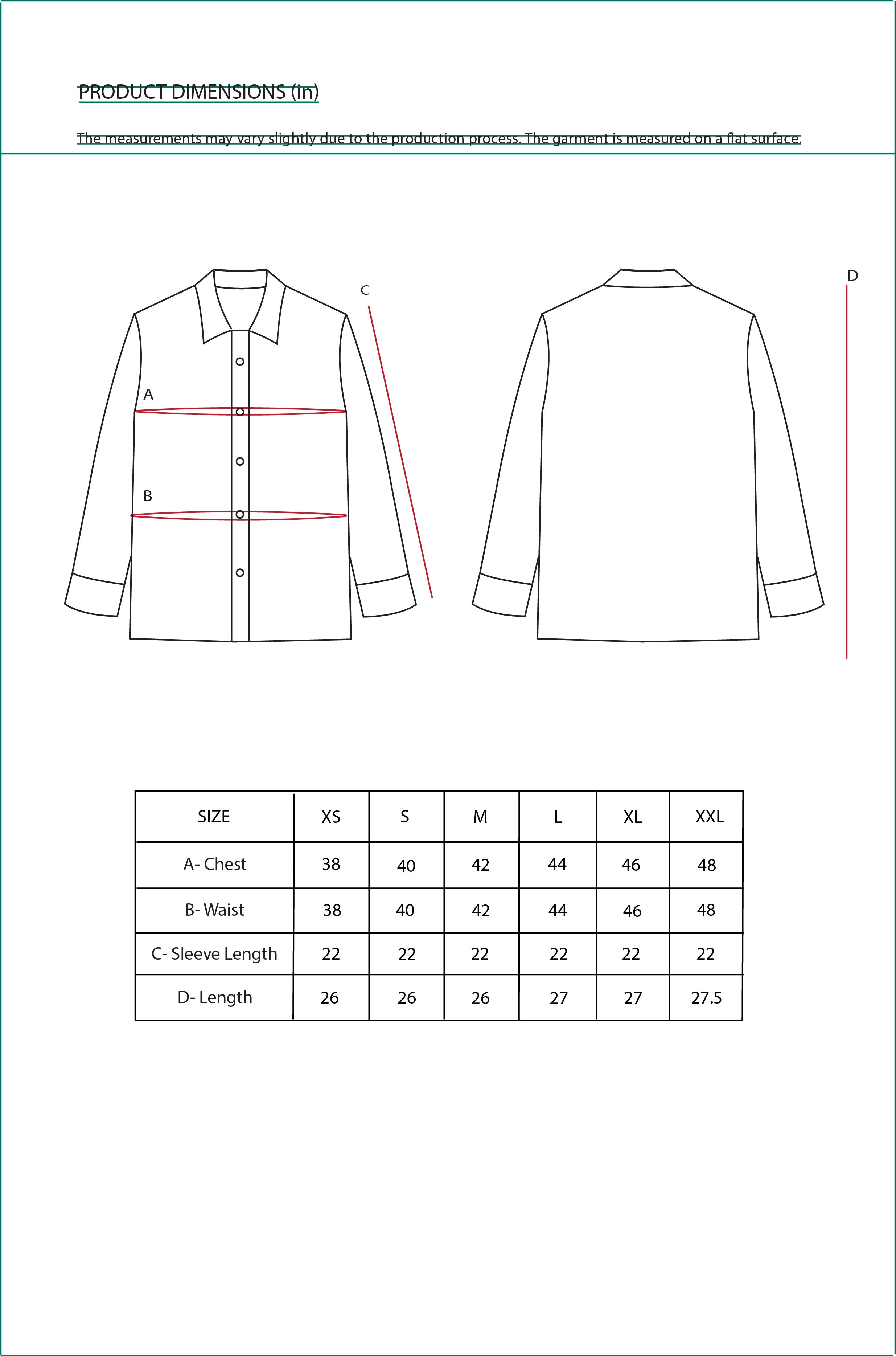 Size Chart for Contemponari-Aphrodite Shirt-White