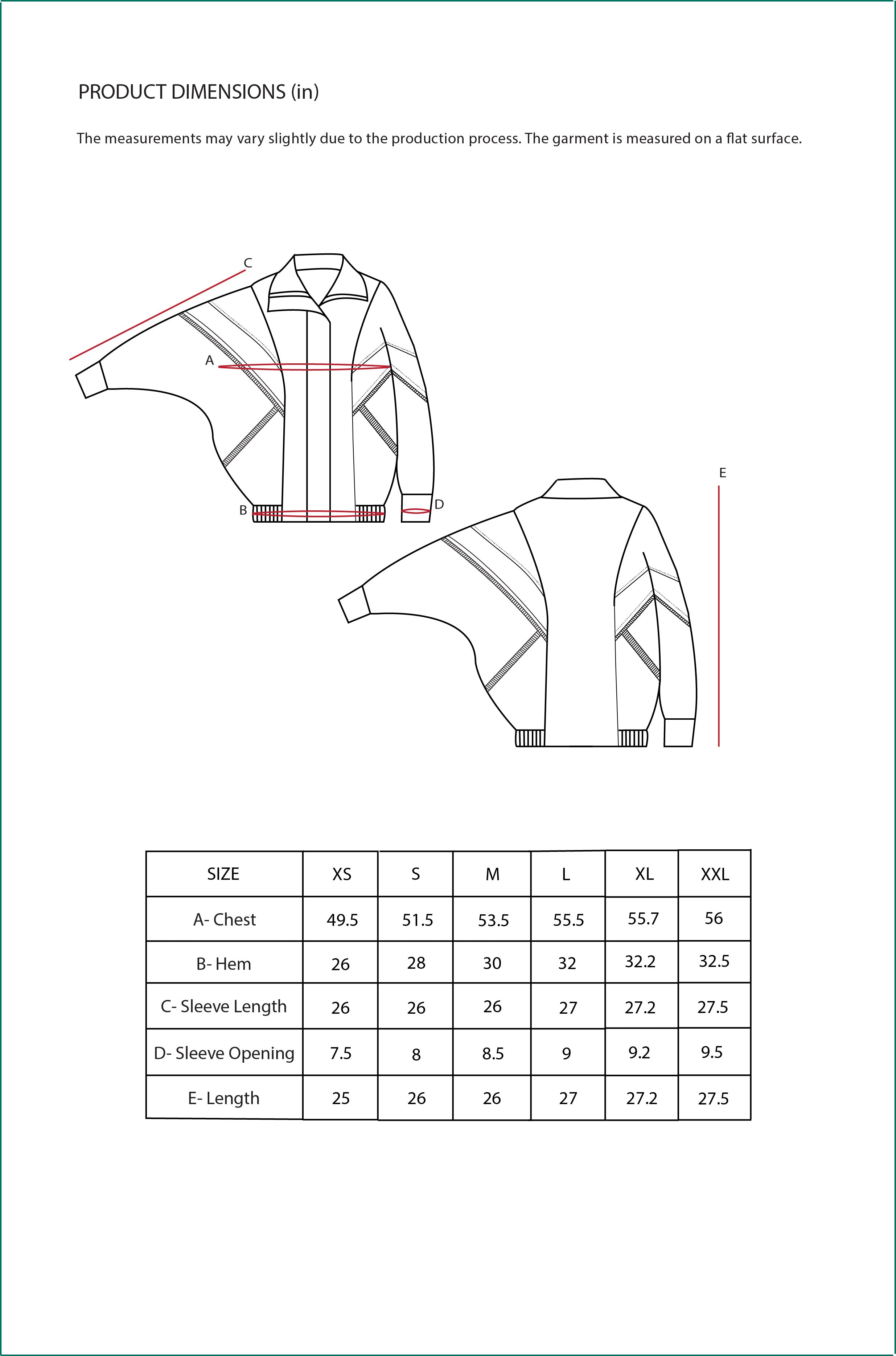 Size Chart for Contemponari-Sparta Jacket-Cream