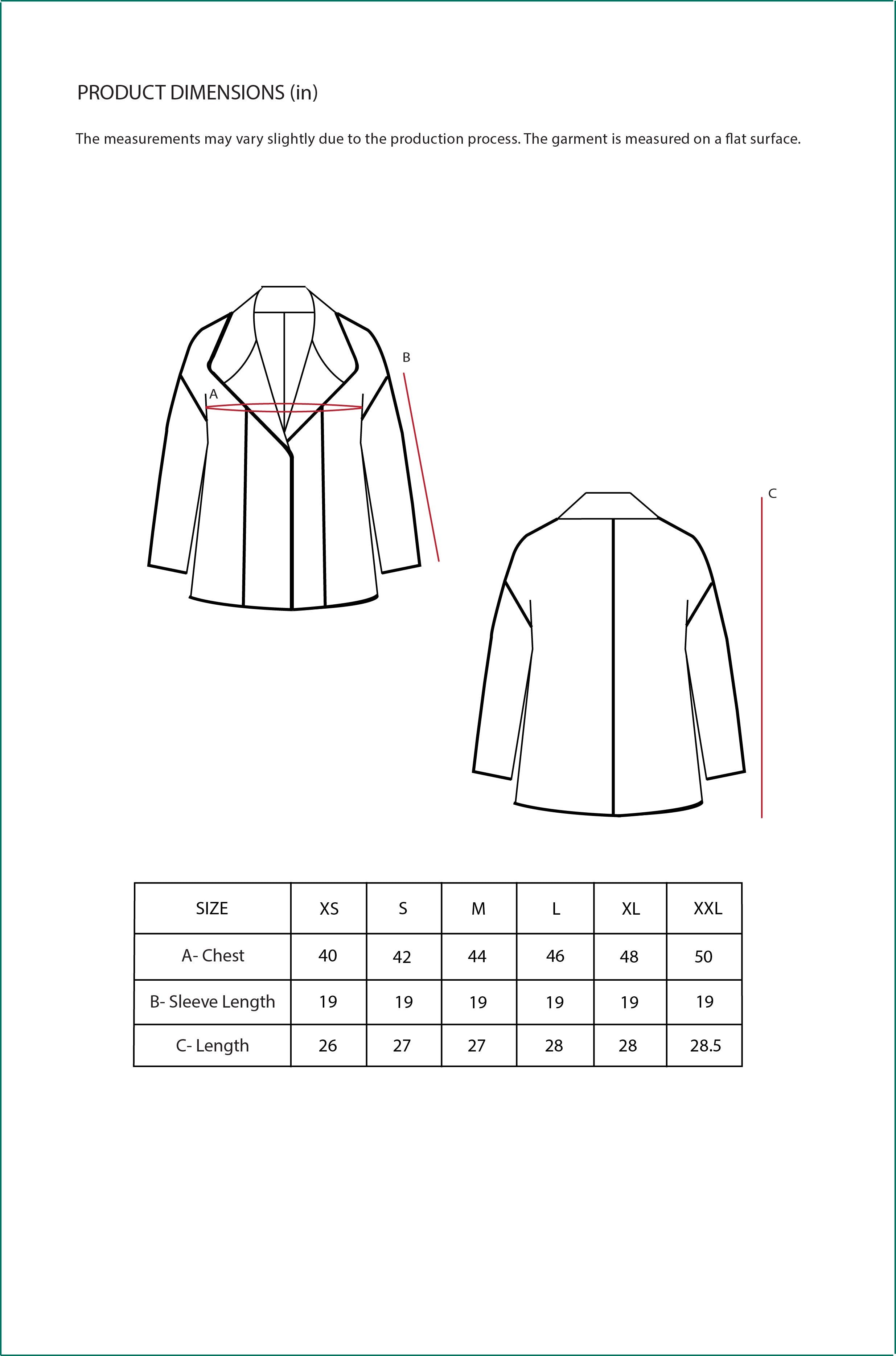 Size Chart for Contemponari-The Twins Jacket-Black