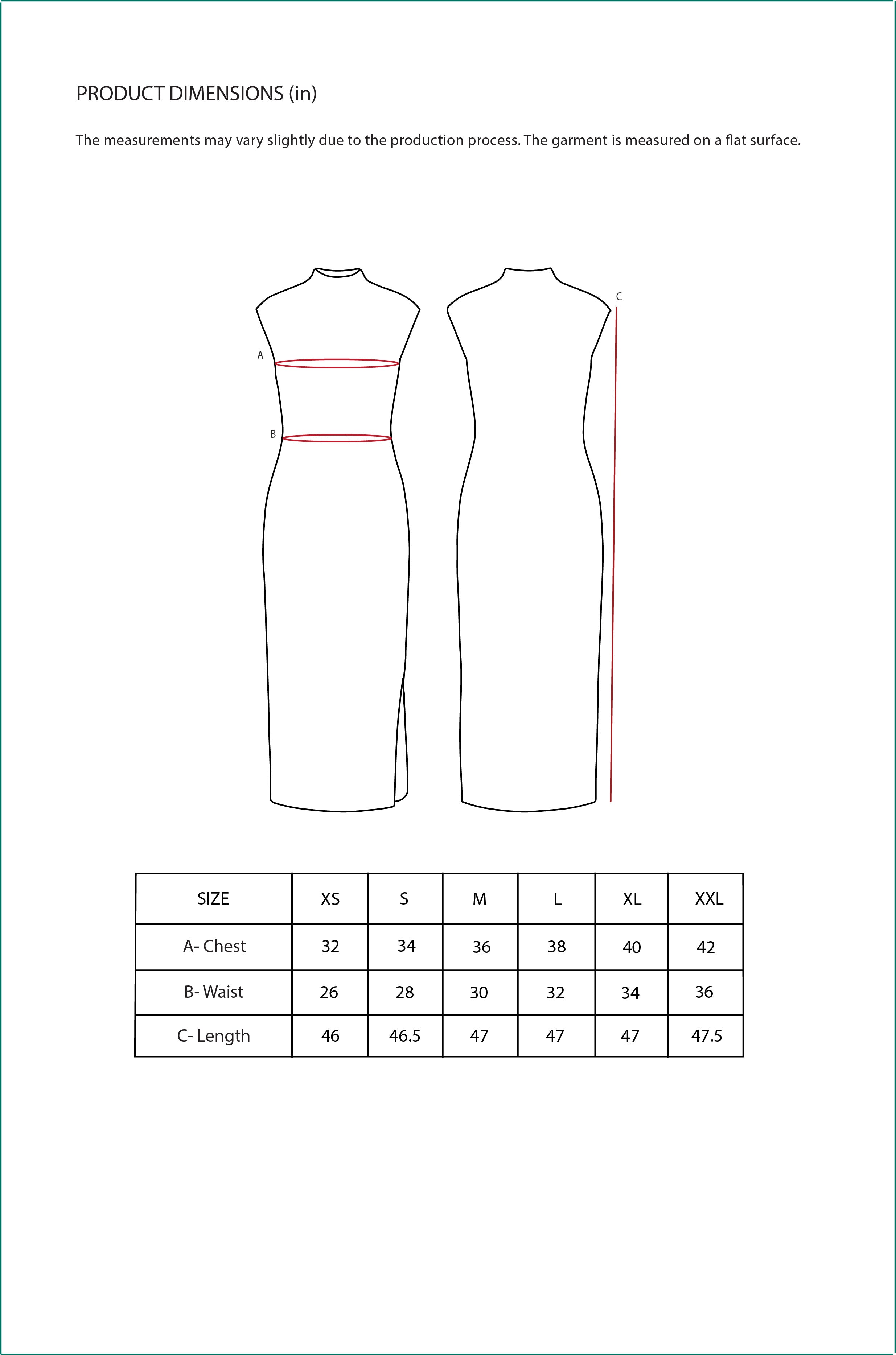 Size Chart for Contemponari-Athena Dress-Blue
