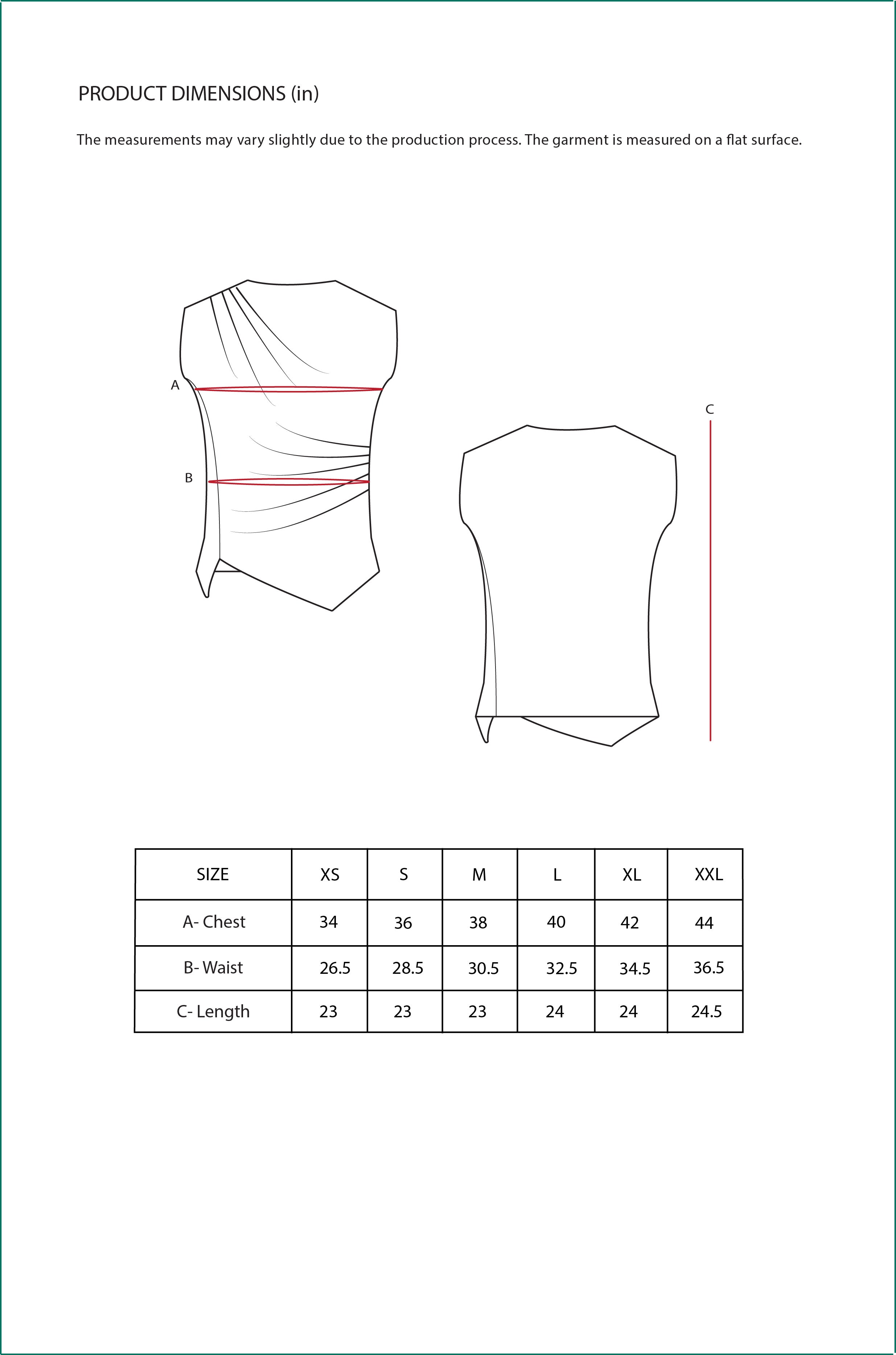 Size Chart for Contemponari-Messina Top-White