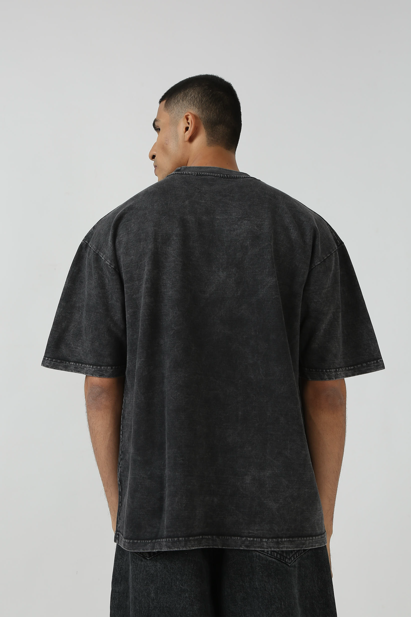 Black Washed T-Shirt – Comfortable 100% Cotton Terry