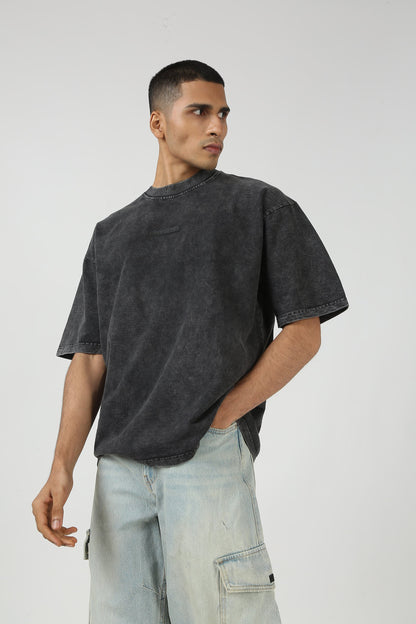 Black Washed T-Shirt – Comfortable 100% Cotton Terry