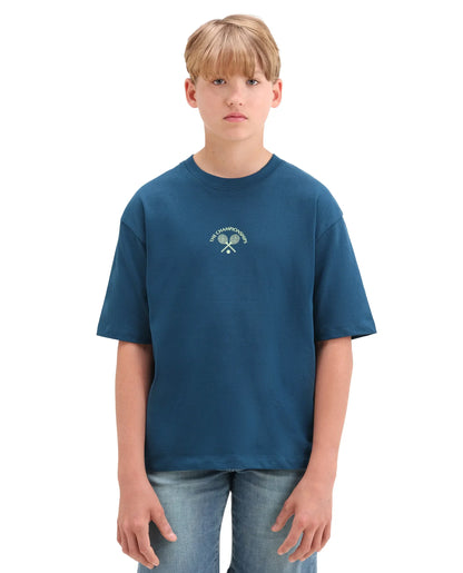 Rare Ones Kids Alca Dark Teal Cotton Pull-On Closure Hd Print Oversized Fit T-Shirt