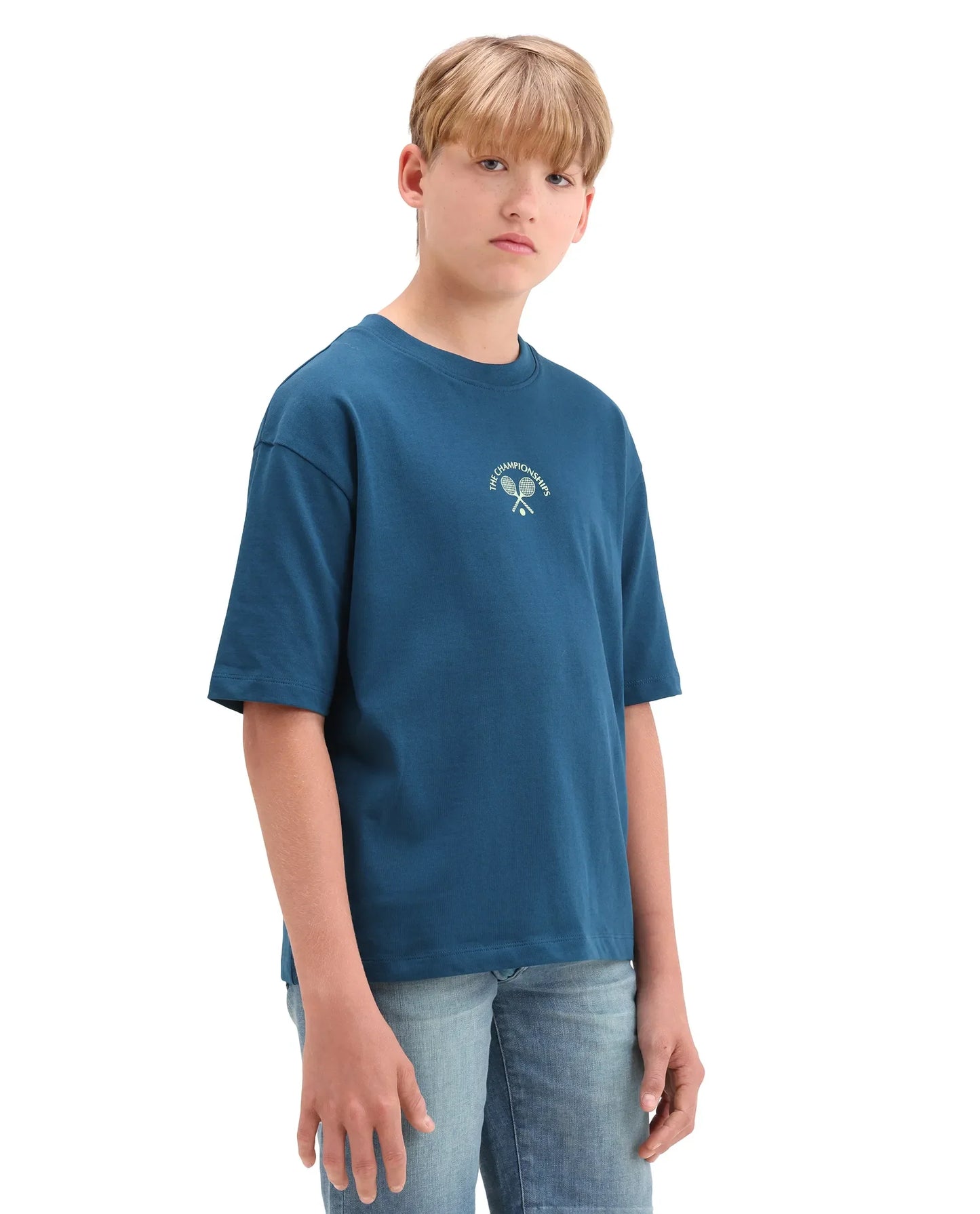 Rare Ones Kids Alca Dark Teal Cotton Pull-On Closure Hd Print Oversized Fit T-Shirt