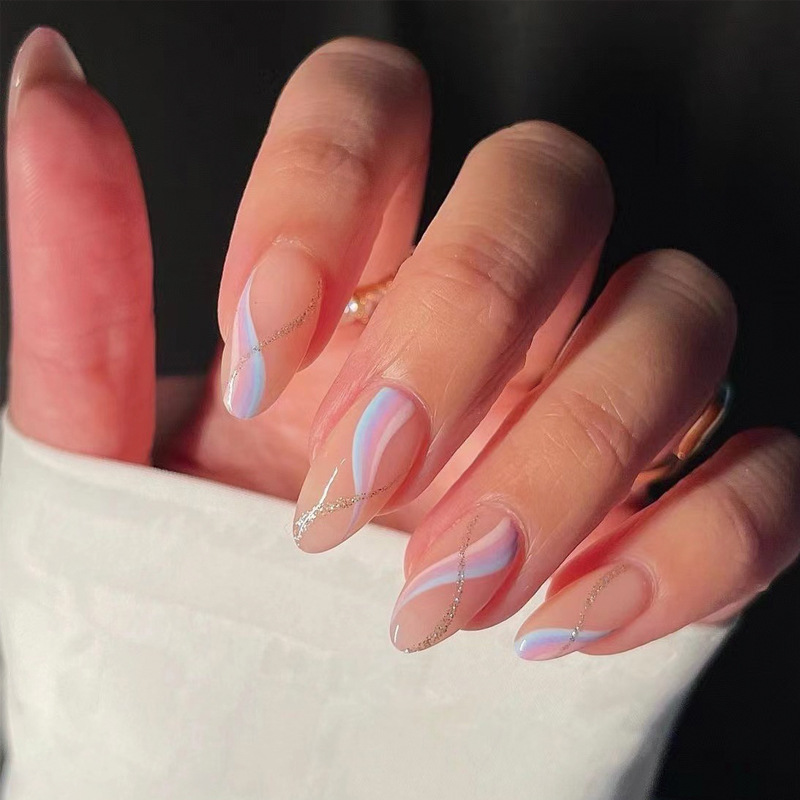 Cotton candy swirls - Medium Almond - Press on Nails | GushBeauty at Broadway