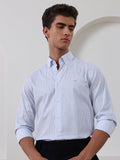 Blue Regular Fit Striped Formal Cotton Shirt for Men (CENOR)
