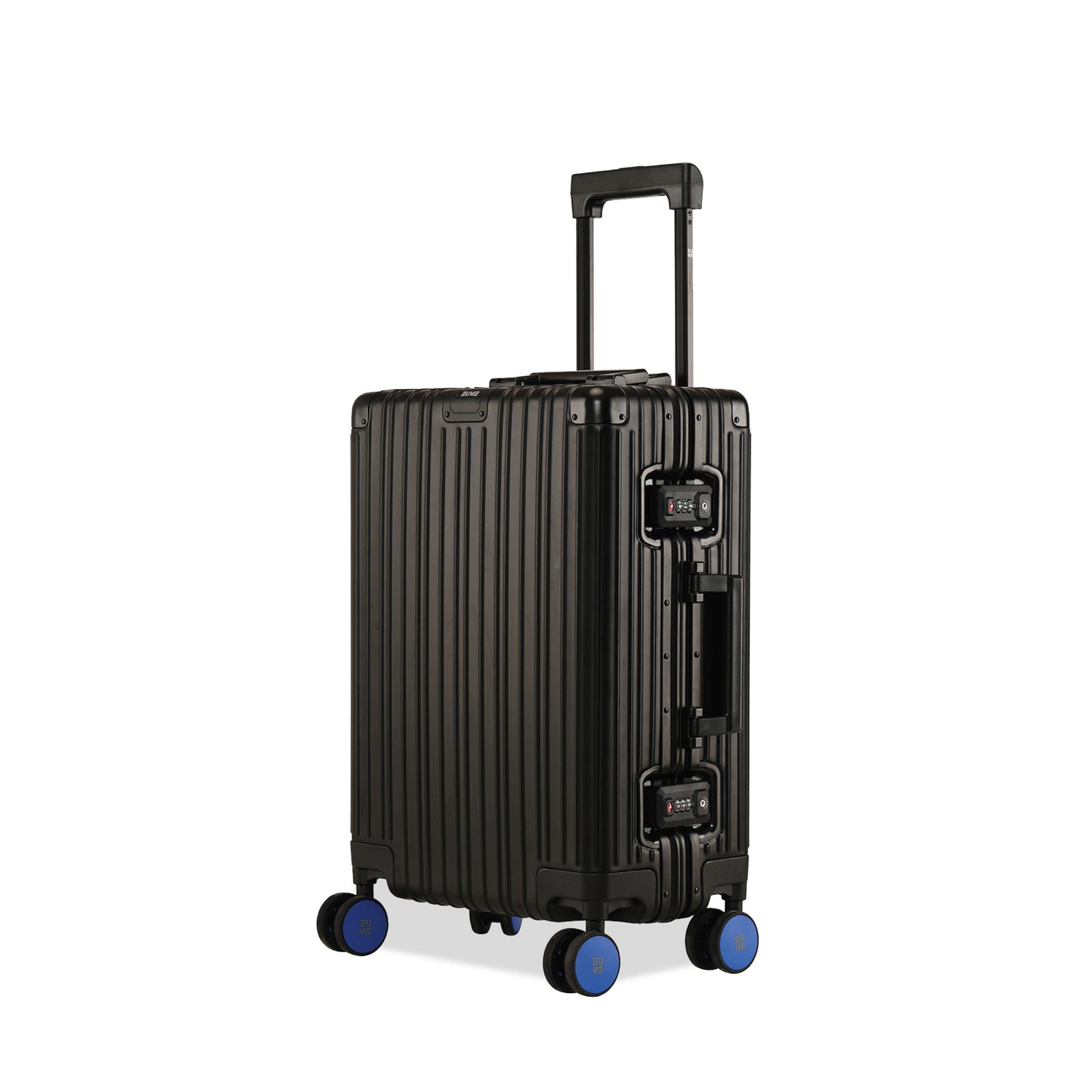 EUME 1 Aluminium Cabin Luggage 50 Cm, Black with Blue Wheel