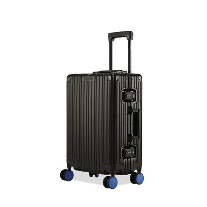 EUME 1 Aluminium Cabin Luggage 50 Cm, Black with Blue Wheel