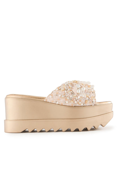 Fleur de Pearl Wedge Sandals