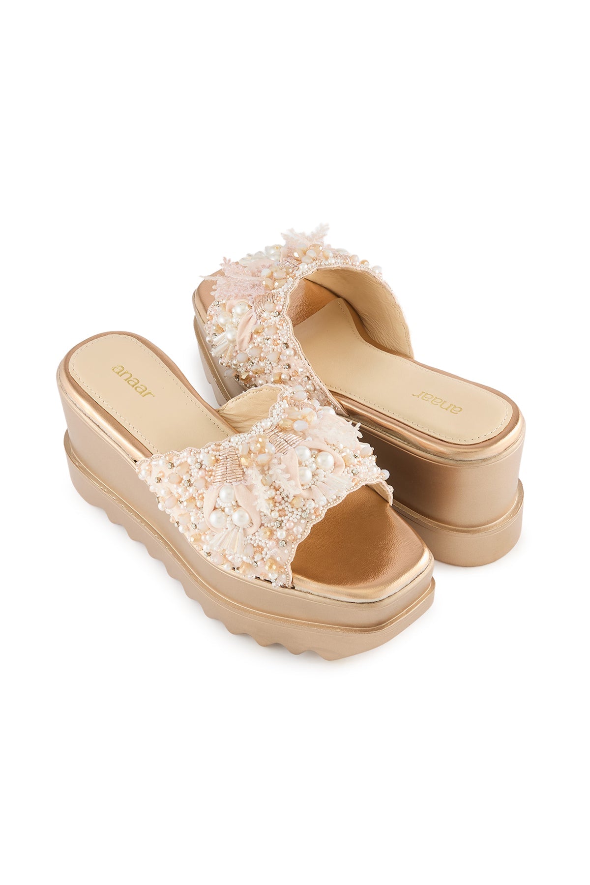 Fleur de Pearl Wedge Sandals