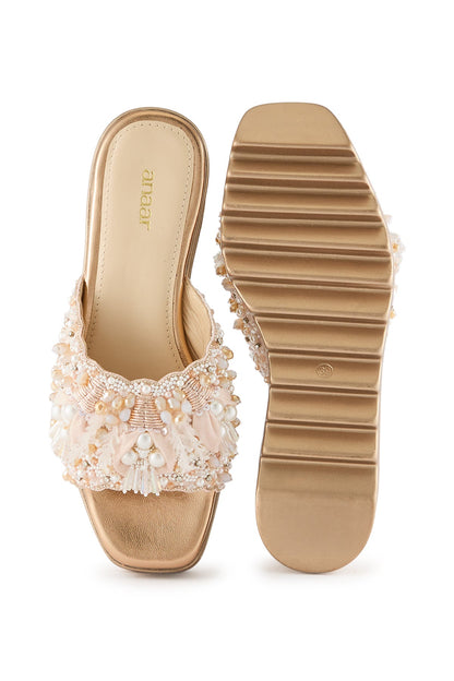 Fleur de Pearl Wedge Sandals