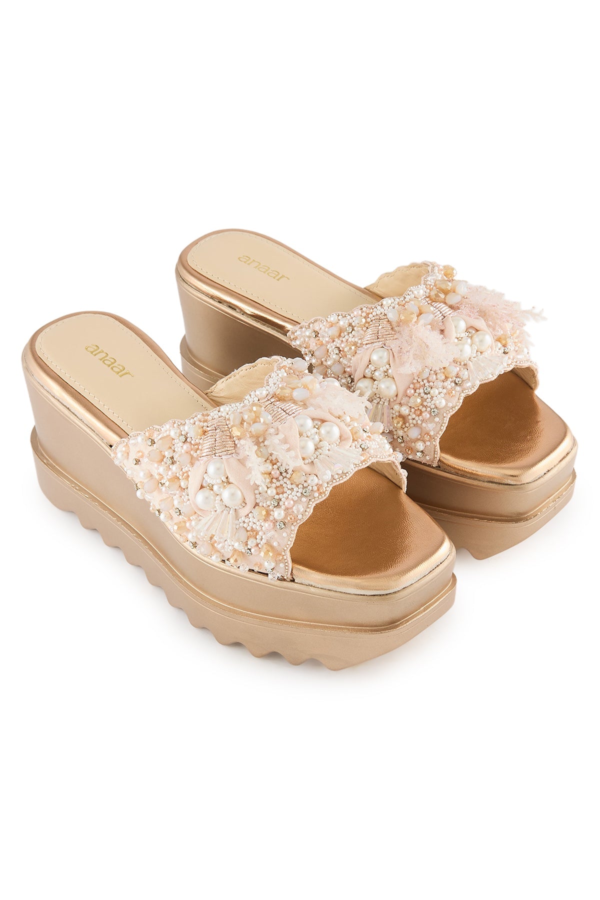 Fleur de Pearl Wedge Sandals